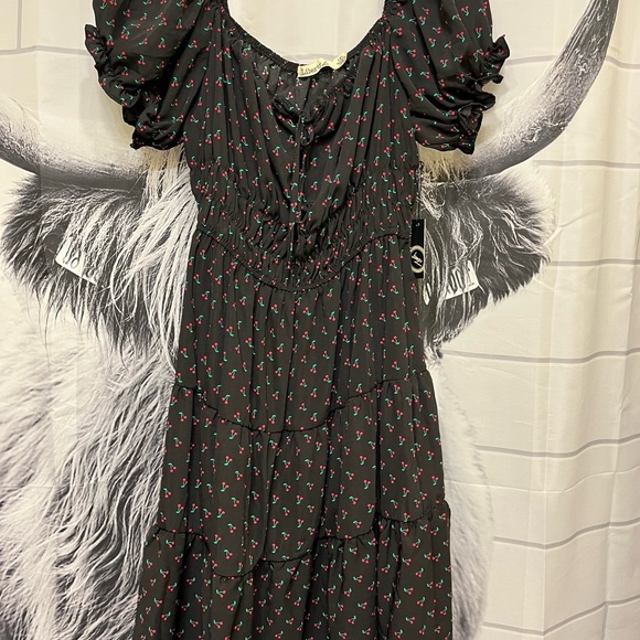 Liberty Love Dresses & Skirts - Liberty Love Black Midi Dress Red Cherry Print - Sz. 1X